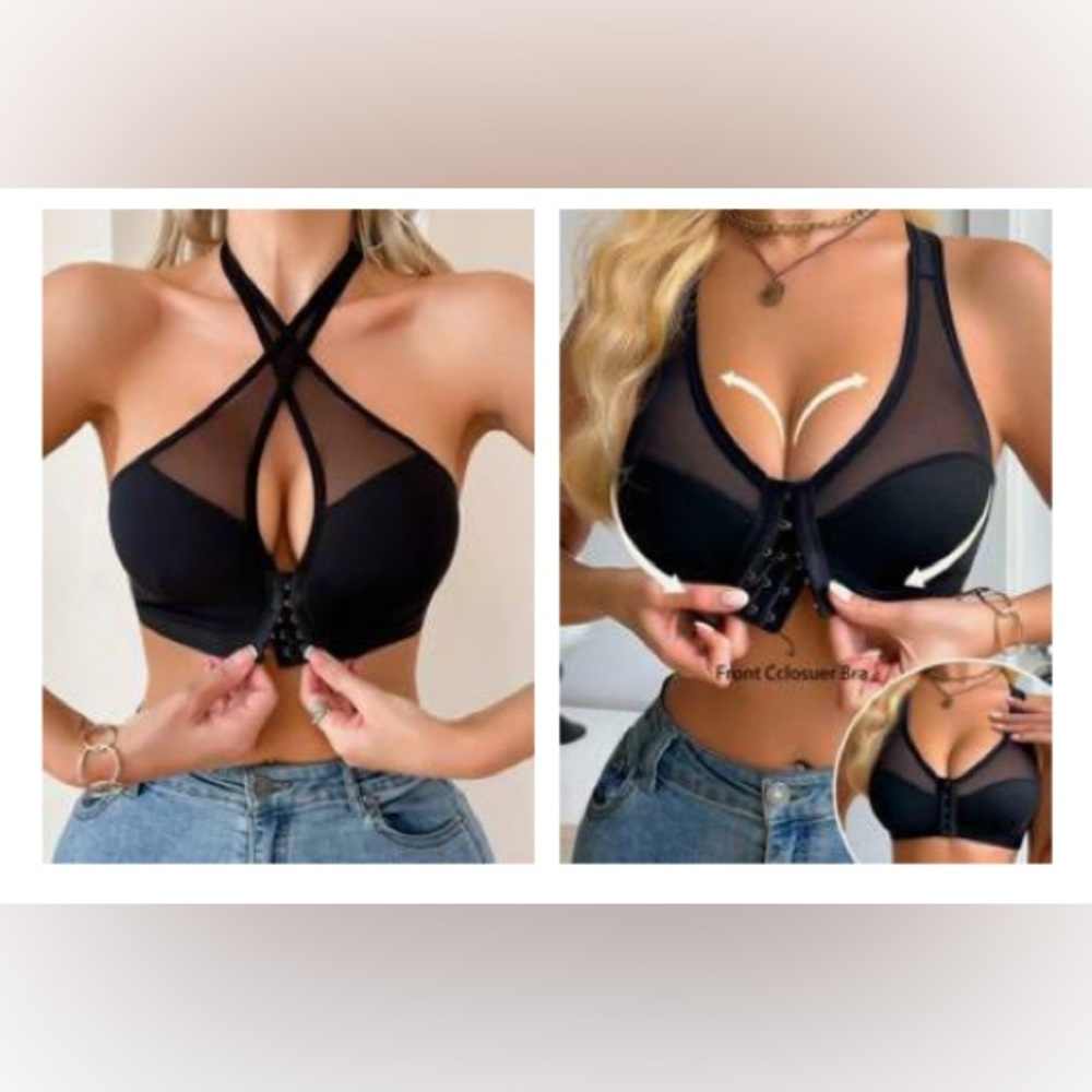 Set of 2 Black bras front closure NWT